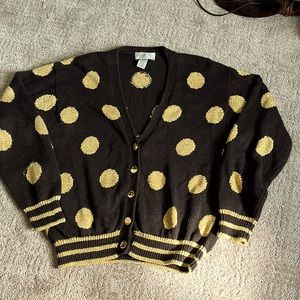 Vintage Black and Metallic Gold Cardigan Sweater! Size PM